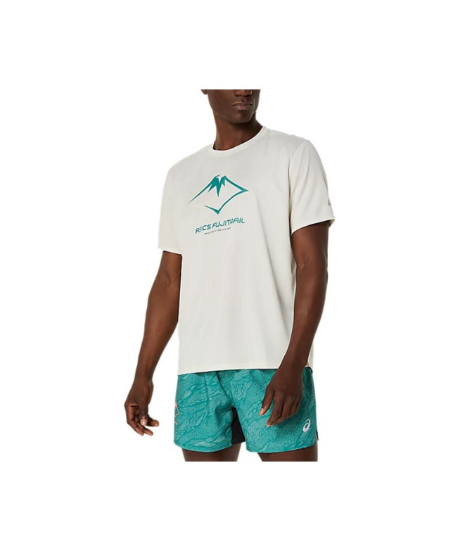 Camiseta de Trail ASICS Fujitrail Logo Ss Top Hombre Beige/Blanco