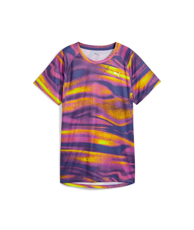 Camiseta de Running Puma W Run Velocity Aop T,Wild Berry, Mujer