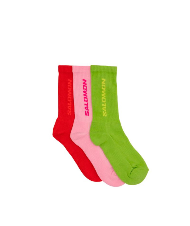 Chaussettes Trail SalomonPack from Everyday Crew 3- Flame Scarlet/Dark