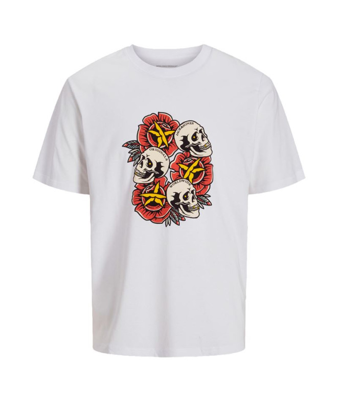 Camiseta Jack & Jones Joranatomy Skull Ss Crew Neck Sn Niño Bright White