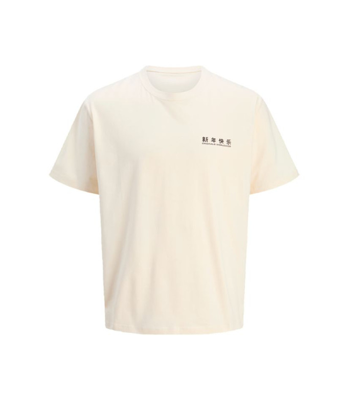 Camiseta Jack and Jones Jorsnake Hombre Antique White