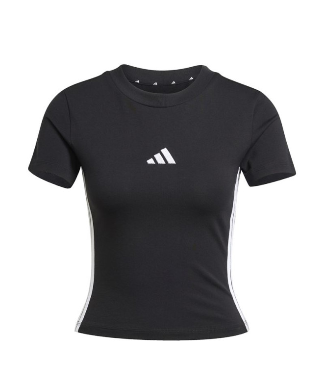 Camiseta adidas Mulher 3Bandas Sj Baby Preto/Branco