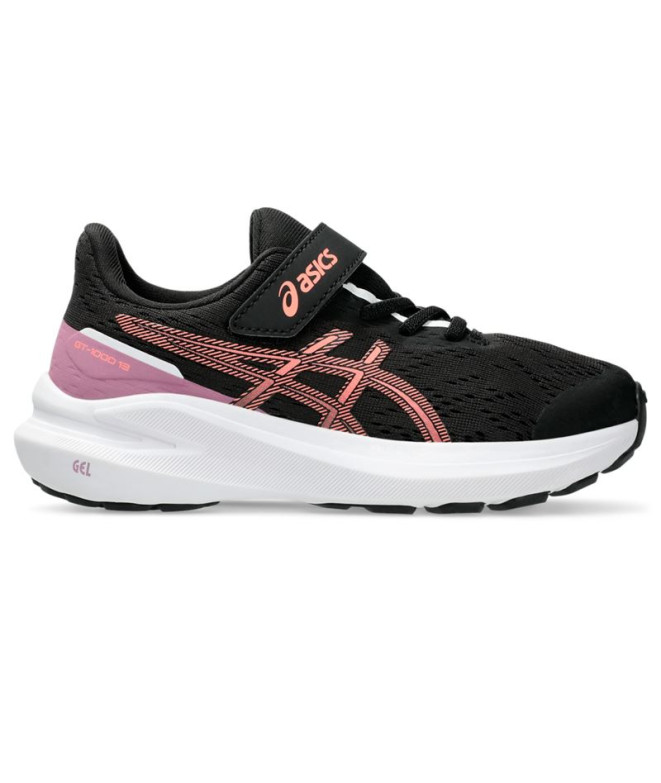 Zapatillas de Running ASICS Gt-1000 13 Ps Infantil Negro/Coral