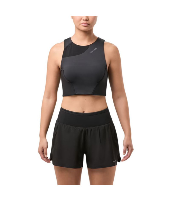 Camiseta de Trail Nnormal Cropped Top Mujer Negro