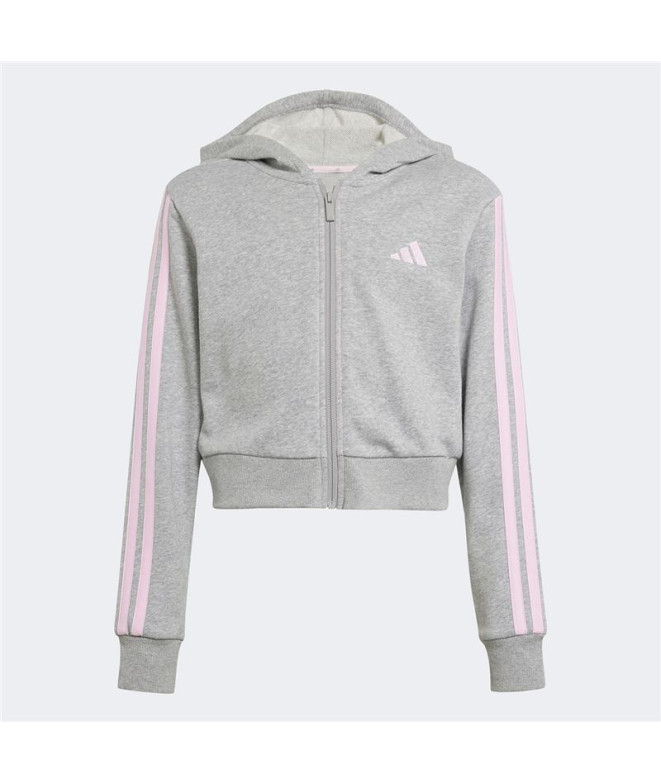 Moletom adidas French Terry Menina Jg 3Bandas Fz Cro Cinzento/Rosa