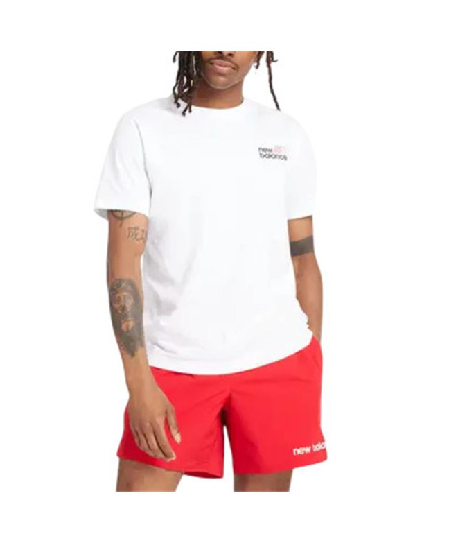 Camiseta New Balance Homem Marca gráfica desportiva branca