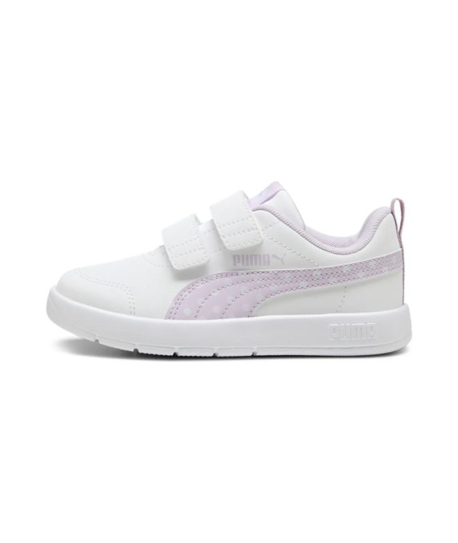 Chaussures Puma Courtflex V3 Dotty V, Blanc Li, Fille