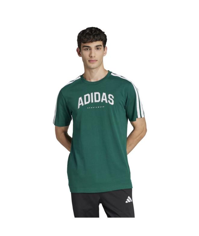 Camiseta adidas Homem Verde escuro da faculdade