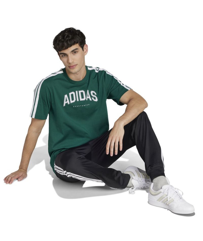 Camiseta adidas Homem Verde escuro da faculdade