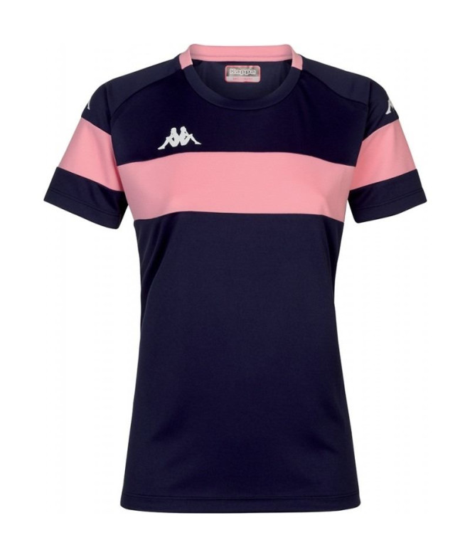 Camiseta Futebol Kappa Mulher de Dareta Blue Marine/Pink