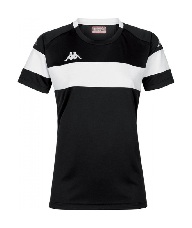 Camiseta Futebol Kappa Mulher de Dareta Preto/Branco