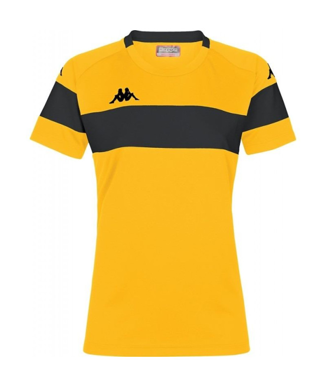 Camiseta Futebol Kappa Mulher de Dareta Amarelo Cromo/Preto