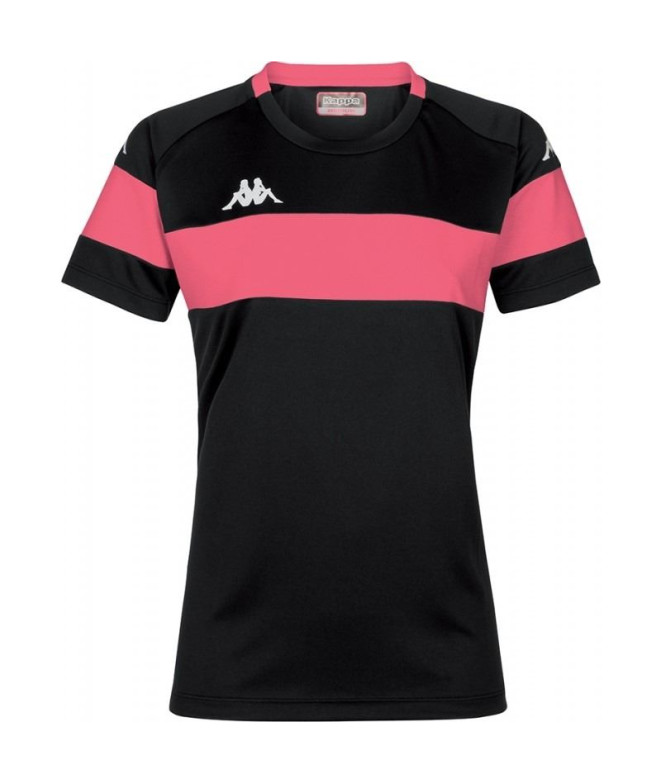 Camiseta Futebol Kappa Mulher de Dareta Preto/Fuchsia