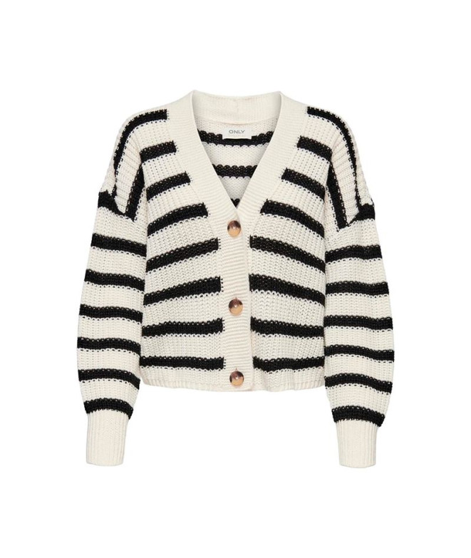 Moletom Only Onlcarolnice Cardigan Stripe Pumice Stone Mulher