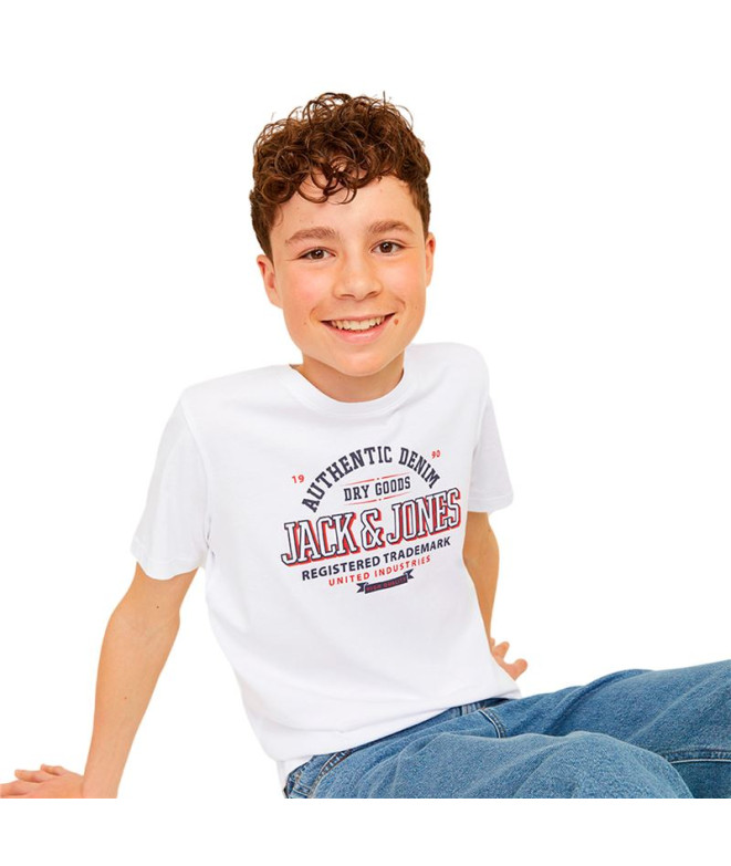 Camiseta Infantil Jack and Jones Jjelogo Oneck 2Col 24/25 Jnr Branco