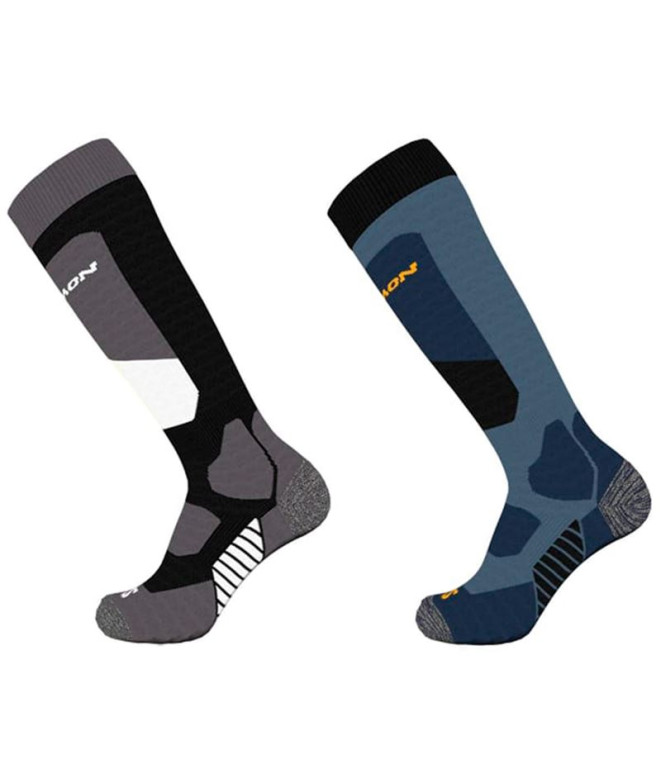 Chaussettes SalomonPack ski et snowboard 2- -Noir-Ouvert Bleu