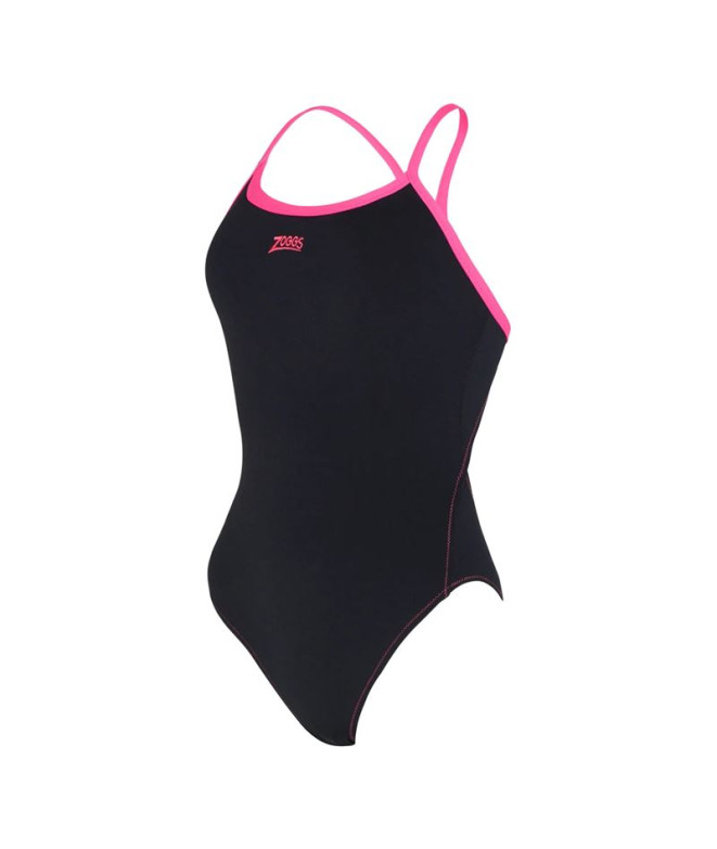 Maillot de bain Natation Femme de Zoggs Blaze Skyback Noir/Magenta
