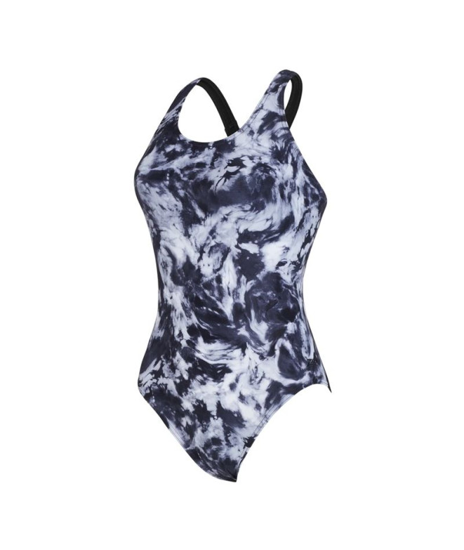 Bañador de Natación Zoggs Marble Powerback Mujer Negro