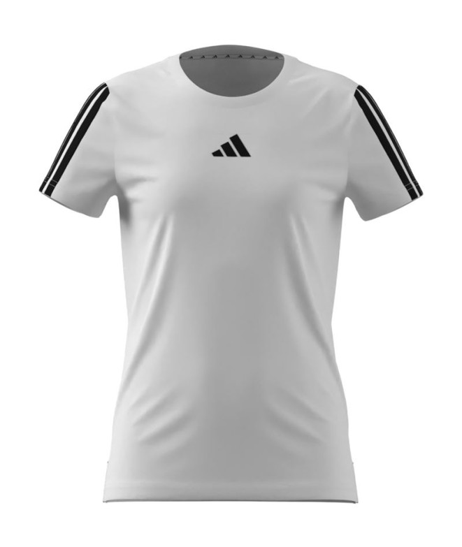 Camiseta Fitness adidas Menina de Jg Tr-Es 3Bandas Branco/Preto