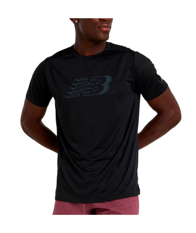 Camiseta New Balance Homem Essenciais do desporto Corrida impressa Bk