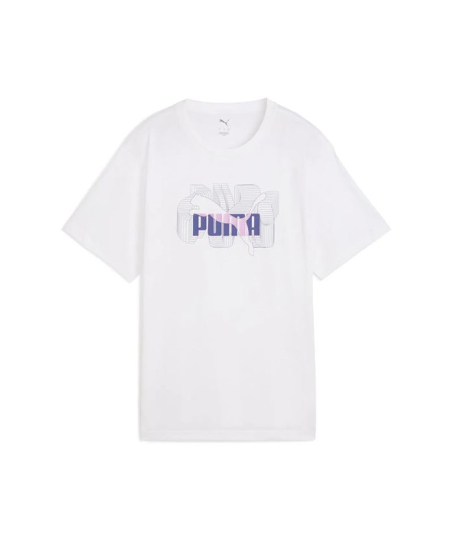 T-shirt Femme Puma Graphics Stacked No. 1 Logo Relaxed White