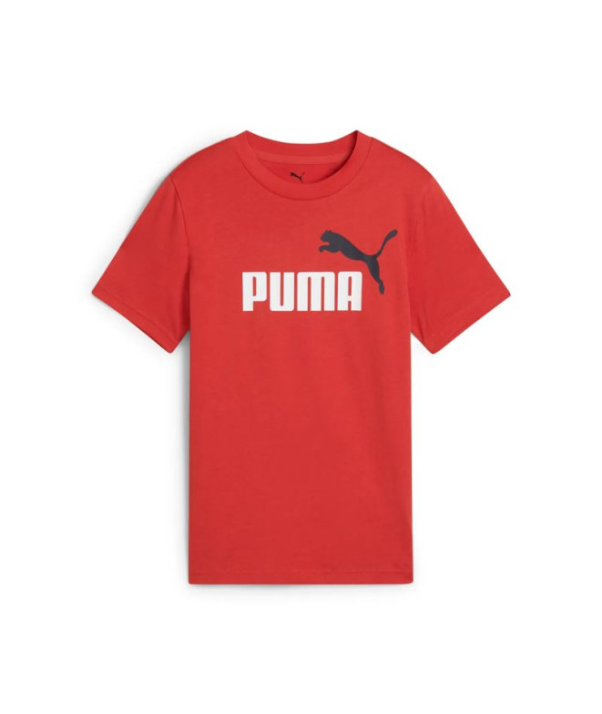 Camiseta Infantil Puma Essentials 2 Color No.1 Logo Vermelho Fogo