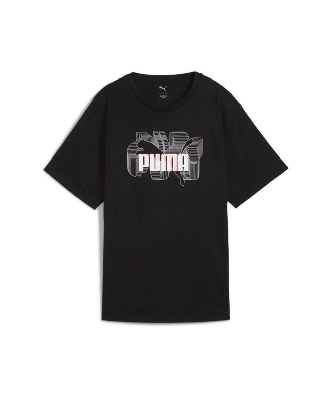 Camiseta Puma Graphics Stacked No. 1 Logo Relaxed Mujer Negro