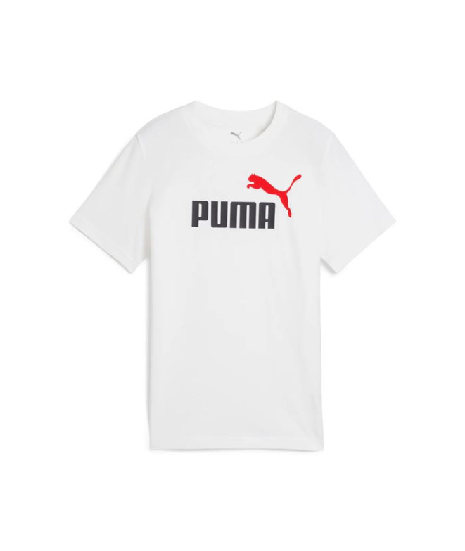 Camiseta Infantil Puma Essentials 2 Color No.1 Logo Branco