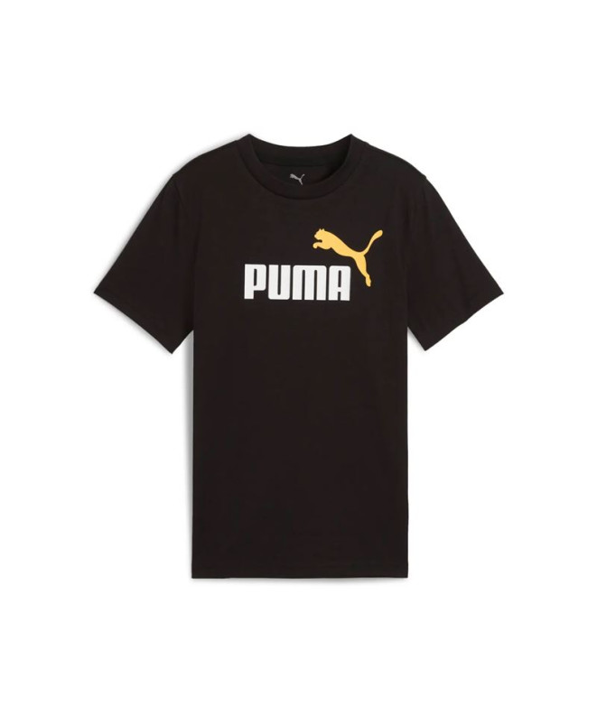 Camiseta Puma Essentials 2 Color No.1 Logo Infantil Negro/Amarillo Sunny