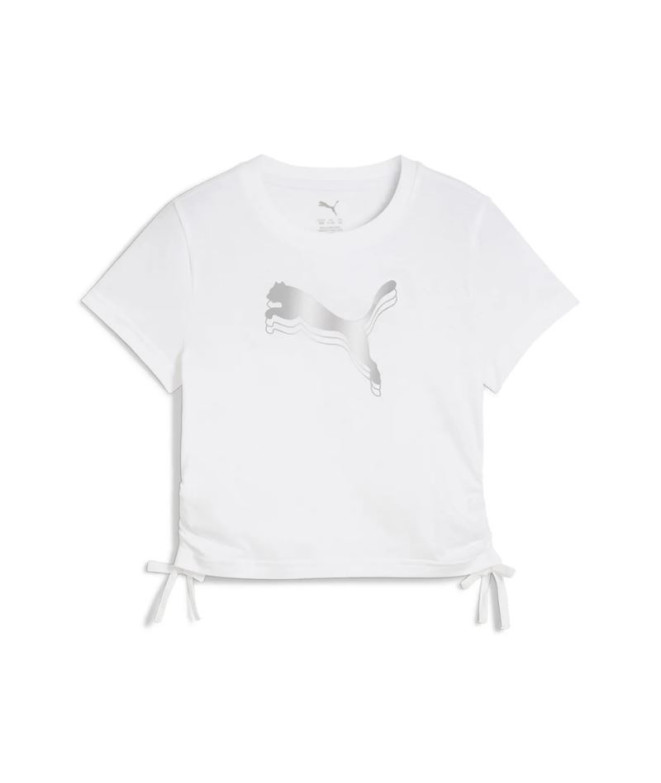 Camiseta Puma Essentials Metallic Knotted Tee G Niña White