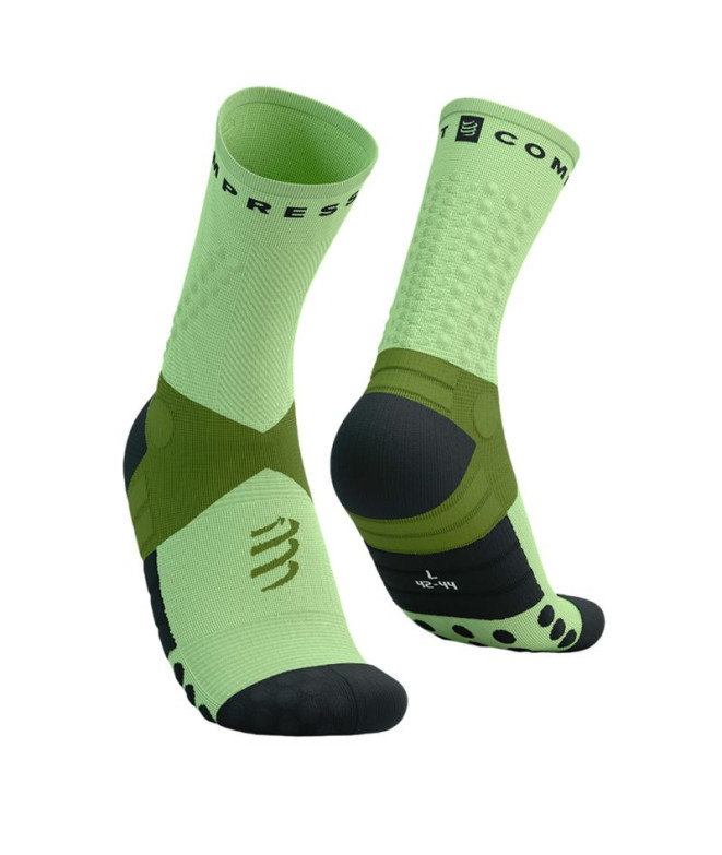 Chaussettes Running Trail Unisexe de Compressport Ultra V2.0 Woodbine/Shadow Lime