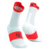 Calcetines de Running Compressport Pro Racing V4.0 Run High White/Fluo Red