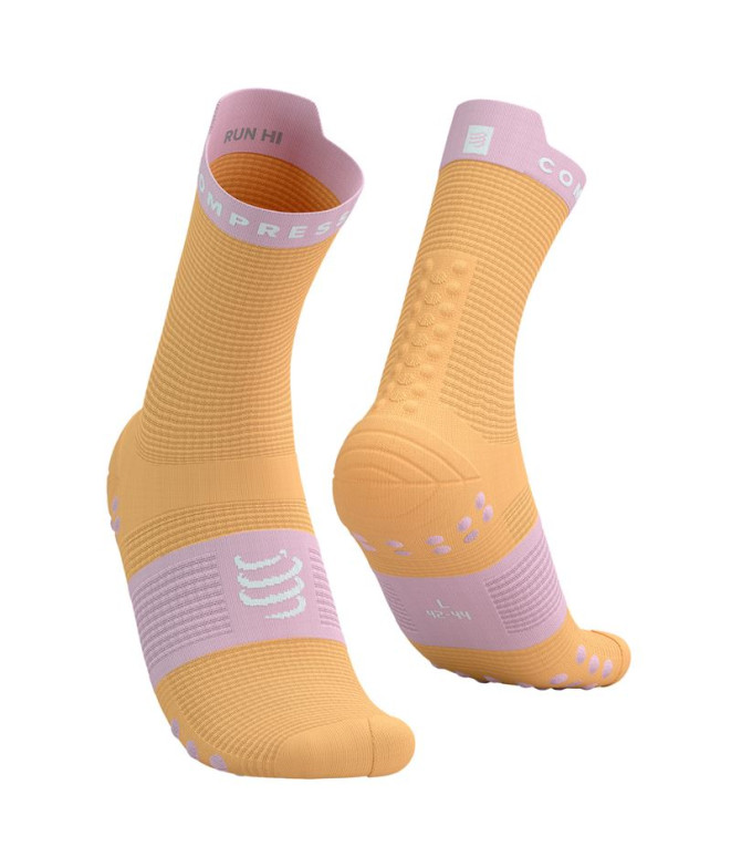 Calcetines de Running Compressport Pro Racing V4.0 Run High Buff Orange/Roseate