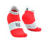 Meias Running de Compressport Pro Racing V4.0 Run Low Fluo Red/White