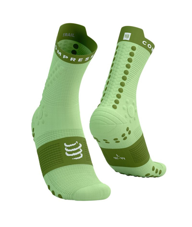 Chaussettes Running Trail de Compressport Pro Racing V4.0 Shadow Lime/Woodbine