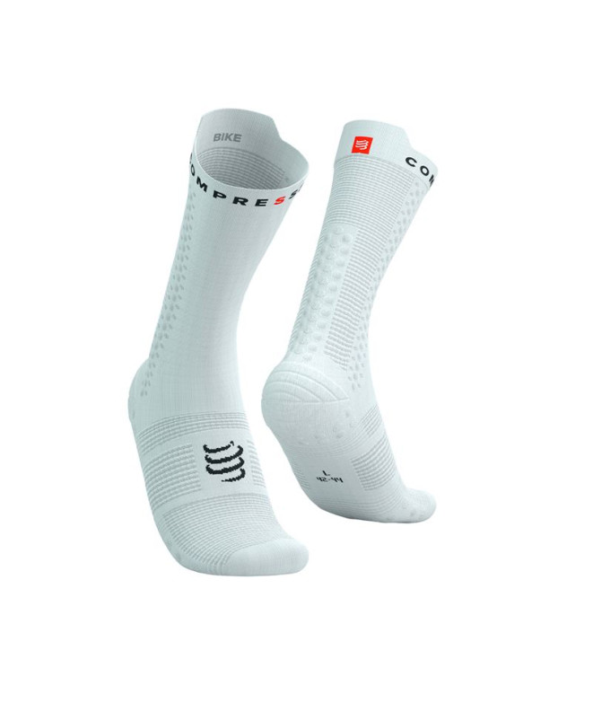 Chaussettes Running de Compressport Pro Racing v4.0 Bike Blanc/Noir