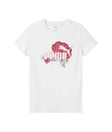 Camiseta Puma Essentials+ Floreal Big Log Mulher Branco