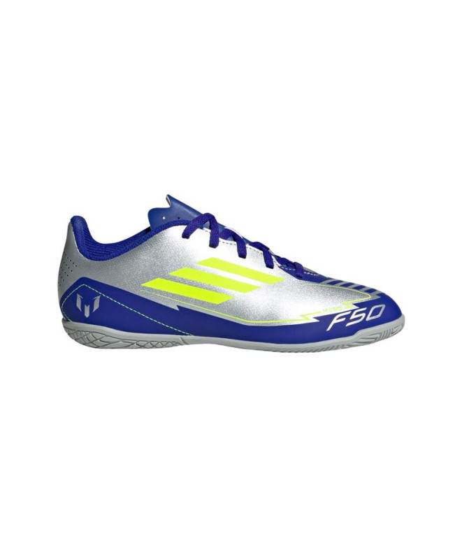 Sapatilhas de Futebol Sala adidas Infantil F50 Club em prata Messi