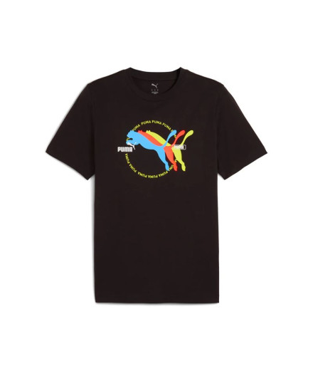 Camiseta Puma Graphics Multiple Cat Logo Tee Negro