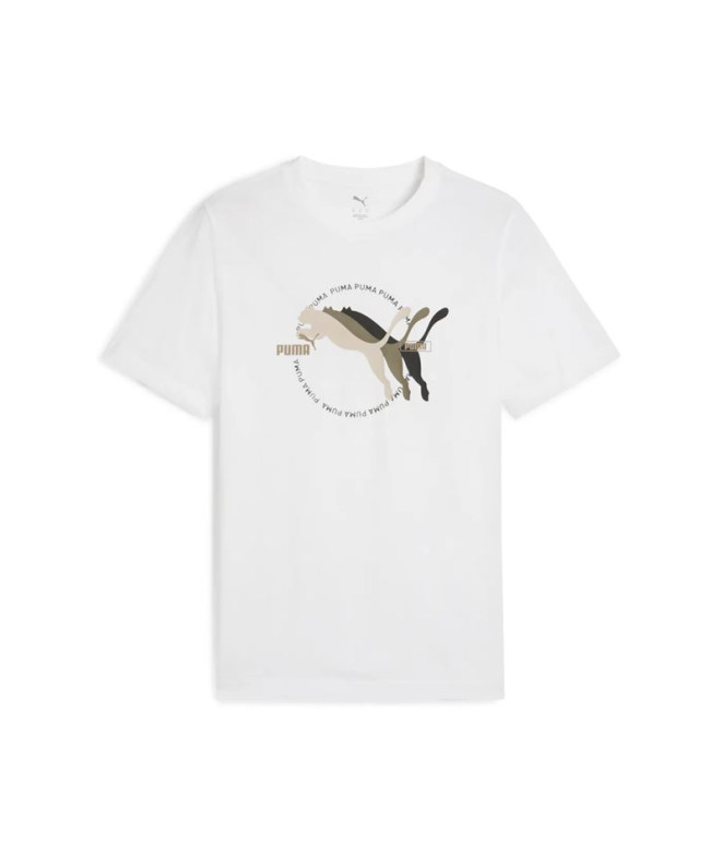 T-shirt Puma Graphics MultipleCat Logo Tee Blanc