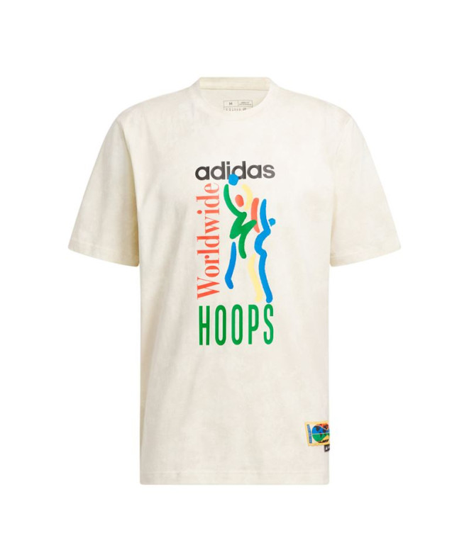 Camiseta Basquetebol adidas Homem by Worldwide Hoops All Over Print Broken White