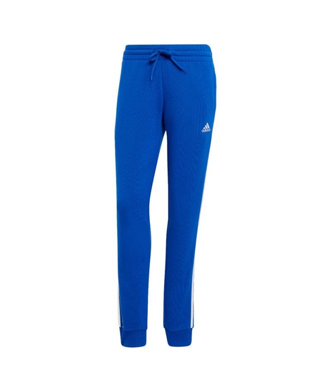 Calça adidas French Terry Mulher Essentials 3 Bands Cuffed Blue