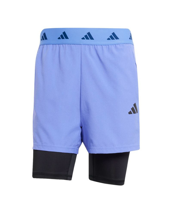 Calça Fitness adidas Homem de Gym+ 2In1 Short Azul/Preto