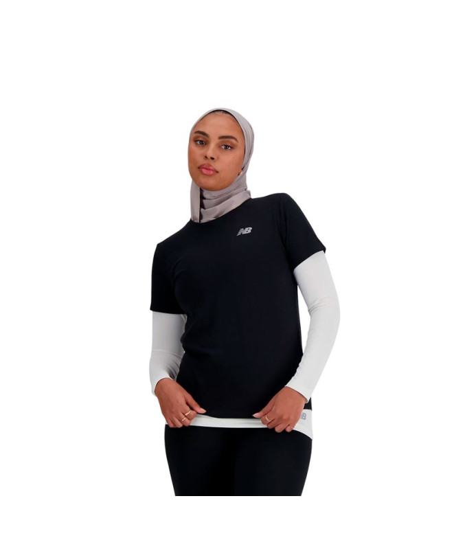 Camiseta New Balance de Sport Essentials Heathertech Bk Mulher