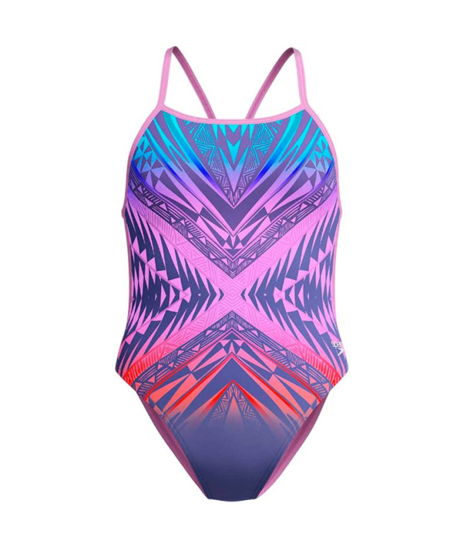 Bañador Speedo Placement Digital Vback Mujer Balance Rosa- Azul