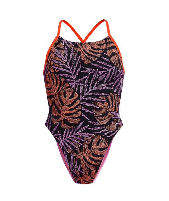 Bañador Speedo Allover Digital Tie Back Mujer Leaf Spring - Anthracita