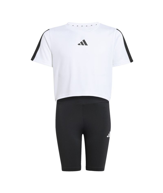 Conjunto de Fitness adidas Jg Tr-Es 3Bandas Menina Branco/Preto