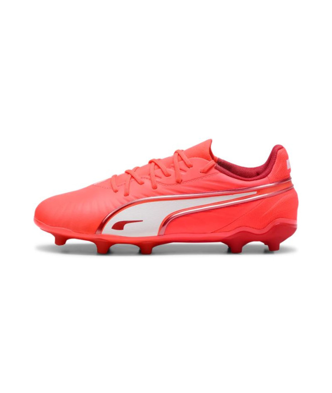 Botas de fútbol Puma King Match Fg/Ag Infantil Rojo/Blanco