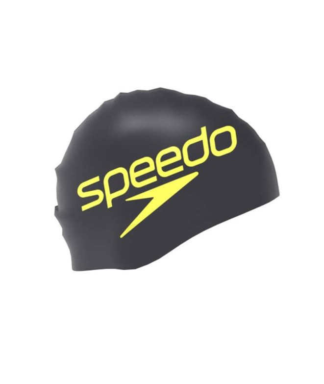 Boné Speedo Cap de Silicone Impresso Preto com Logo Empilhado