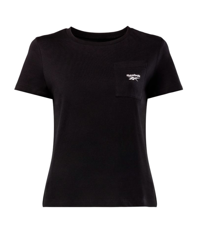 Camiseta de Fitness Reebok Identity Small Logo Mulher Preto